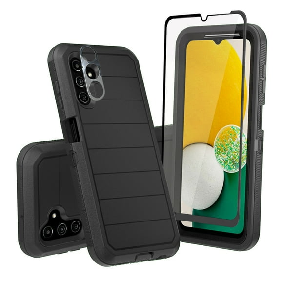 Xhy Samsung Galaxy A13 5G Case with Screen and Lens Protector Military Grade Full Body Multilayer Drop Shock Protection 3 in 1 Rugged Durable Detachable for Galaxy A13 5G Phone - Black