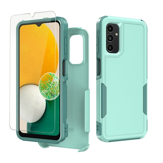 Xhy Samsung Galaxy A13 5G Case with Screen Protector Military Grade Full Body Double Layer Protection Shock and Drop Resistant TPU Durable Detachable for Galaxy A13 5G Phone- Light Green