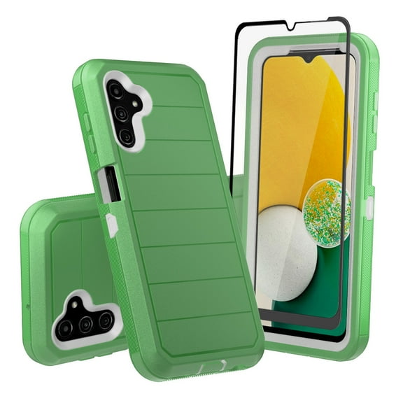 Xhy Samsung Galaxy A13 5G Case with Screen Protector Military Grade Full Body Multilayer Drop Shock Protection 3 in 1 Rugged Durable Detachable for Galaxy A13 5G Phone - Green White