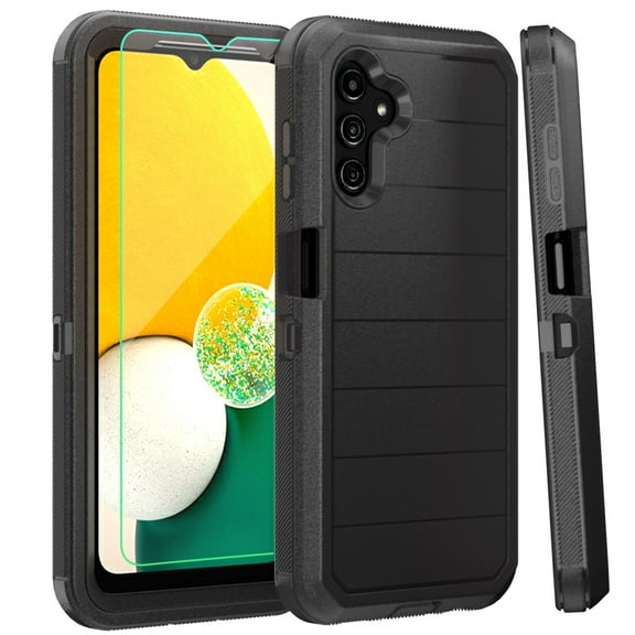 Xhy Samsung Galaxy A13 5G Case with Screen Protector Military Grade Full Body Multilayer Drop Shock Protection 3 in 1 Rugged Durable Detachable for Galaxy A13 5G Phone - Black