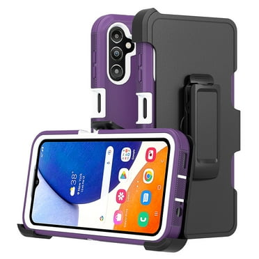 Xhy Samsung Galaxy A14 5G Case with Belt Clip Holster Military Grade Heavy Duty Protection 3 in 1 Shockproof Armor Rugged Durable for Galaxy A14 5G Phone - Purple+White