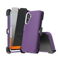 thumbnail image 1 of Xhy Samsung Galaxy A14 5G Case with Belt Clip Holster and Privacy Screen Protector Military Grade Heavy Duty 3 in 1 Shockproof Armor Rugged Durable for Galaxy A14 5G Phone - Purple+White, 1 of 8