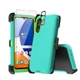thumbnail image 1 of Xhy Samsung Galaxy A14 5G Case with Belt Clip Holster and Screen and Lens Protector Military Grade Heavy Duty 3 in 1 Shockproof Armor Rugged Durable for Galaxy A14 5G Phone - Green+Yellow, 1 of 8
