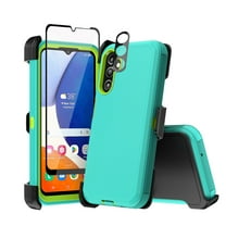 Xhy Samsung Galaxy A14 5G Case with Belt Clip Holster and Screen and Lens Protector Military Grade Heavy Duty 3 in 1 Shockproof Armor Rugged Durable for Galaxy A14 5G Phone - Green Yellow