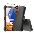 thumbnail image 1 of Xhy Samsung Galaxy A14 5G Case with Belt Clip Holster and Screen and Lens Protector Military Grade Heavy Duty 3 in 1 Shockproof Armor Rugged Durable for Galaxy A14 5G Phone - Black+Orange, 1 of 8