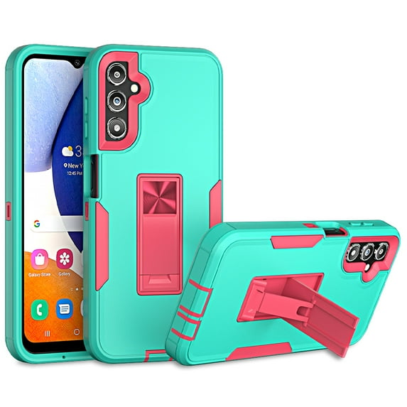 Xhy Samsung Galaxy A14 5G Case with Screen Protector and Magnetic Car Mount Kickstand Military Grade Full Body Double Layer Drop Protection Rugged Durable for Galaxy A14 5G Phone - Green&Rose Red