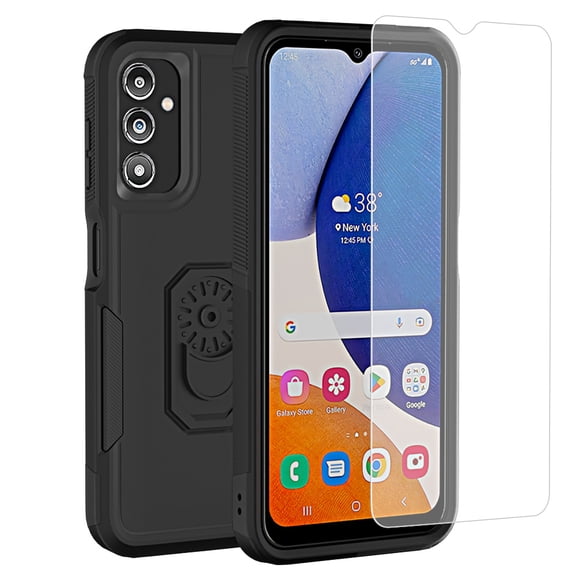Xhy Samsung Galaxy A14 5G Case with Screen Protector Military Grade Double Layer Drop Resistant Durable for Galaxy A14 5G Phone - Black