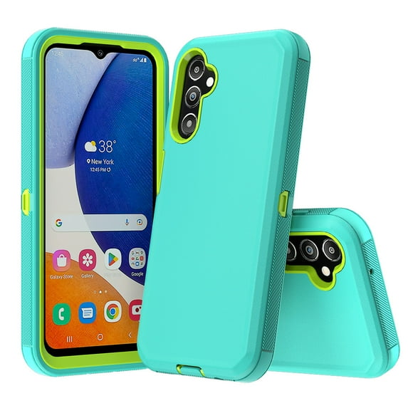 Xhy Samsung Galaxy A15 5G Case Military Grade Heavy Duty Protection 3 in 1 Shockproof Armor Rugged Durable for Galaxy A15 5G Phone - Green+Yellow