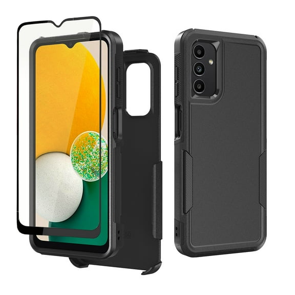 Xhy Samsung Galaxy A15 5G Case with Screen Protector Military Grade Double Layer Drop Resistant Durable for Galaxy A15 5G Phone - Black