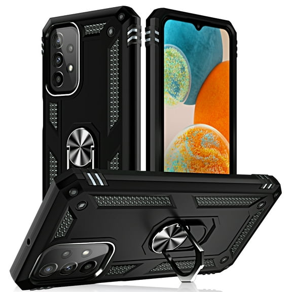 Xhy Samsung Galaxy A23 5G Case with Magnetic Ring Mount Kickstand Military Grade Full Body Double Layer Drop Protection Rugged Durable Detachable for Galaxy A23 5G Phone - Black