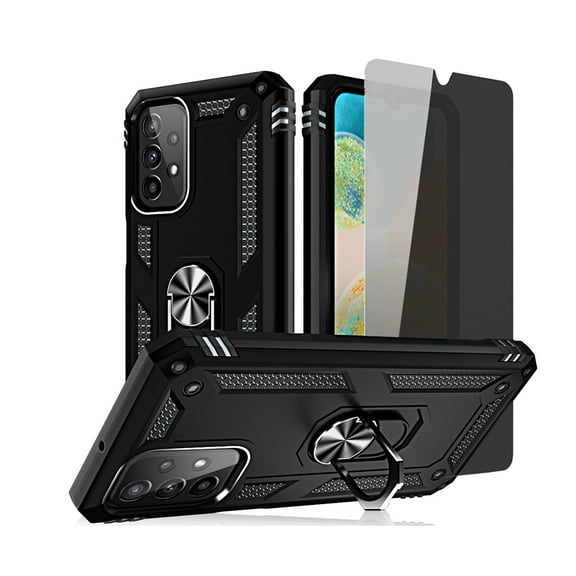 Xhy Samsung Galaxy A23 5G Case with Privacy Screen Protector and Magnetic Car Mount Kickstand Military Grade Full Body Double Layer Drop Protection Rugged Durable for Galaxy A23 5G Phone - Black