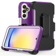thumbnail image 1 of Xhy Samsung Galaxy A25 5G Case with Belt Clip Holster Military Grade Heavy Duty Protection 3 in 1 Shockproof Armor Rugged Durable Detachable for Galaxy A25 5G Phone - Purple+White, 1 of 8