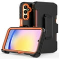 thumbnail image 1 of Xhy Samsung Galaxy A25 5G Case with Belt Clip Holster Military Grade Heavy Duty Protection 3 in 1 Shockproof Armor Rugged Durable Detachable for Galaxy A25 5G Phone - Black+Orange, 1 of 8
