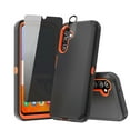 thumbnail image 1 of Xhy Samsung Galaxy A25 5G Case with Privacy Screen and Lens Protector Military Grade Heavy Duty Protection 3 in 1 Shockproof Armor Rugged Durable Detachable for Galaxy A25 5G Phone - Black+Orange, 1 of 6