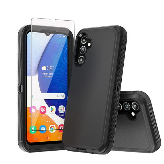 Xhy Samsung Galaxy A25 5G Case with Screen Protector Military Grade Heavy Duty Protection 3 in 1 Shockproof Armor Rugged Durable Detachable for Galaxy A25 5G Phone - Black