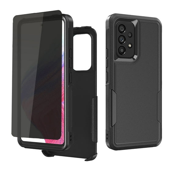 Xhy Samsung Galaxy A25 5G Case with Privacy Screen Protector Military Grade Double Layer Drop Resistant Durable for Galaxy A25 5G Phone - Black