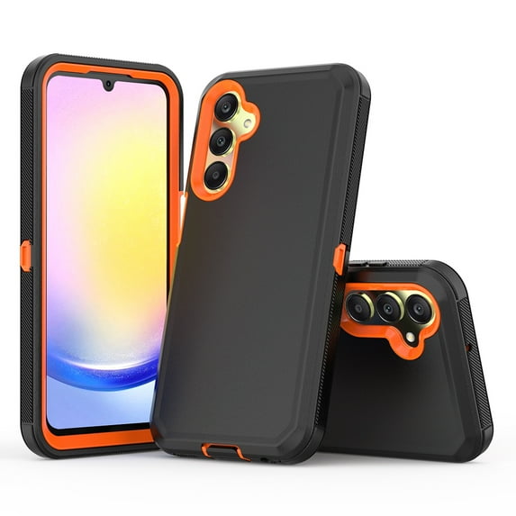 Xhy Samsung Galaxy A35 5G Case Military Grade Heavy Duty Protection 3 in 1 Shockproof Armor Rugged Durable Detachable for Galaxy A35 5G Phone - Black+Orange
