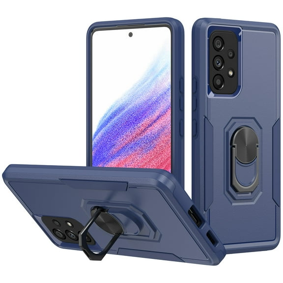 Xhy Samsung Galaxy A53 5G Case Military Grade Shockproof Cover Ring Holder Kickstand Support Magnetic Car Mount Dual Layer Protective Phone Case (Blue)