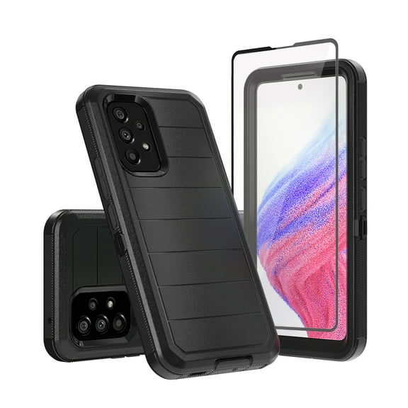 Xhy Samsung Galaxy A53 5G Case with Screen Protector Military Grade Full Body Multilayer Drop Shock Protection 3 in 1 Rugged Durable Detachable for Samsung A53 5G Phone - Black