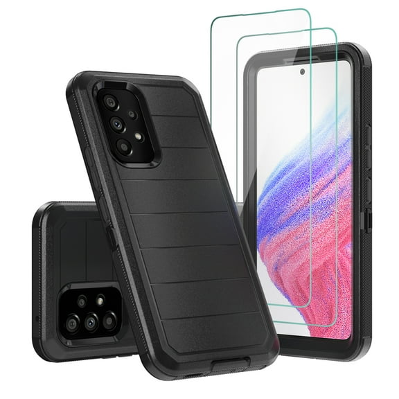 Xhy Samsung Galaxy A53 5G Case with Screen Protector Military Grade Full Body Multilayer Drop Shock Protection 3 in 1 Rugged Durable Detachable for Samsung A53 5G Phone - Black