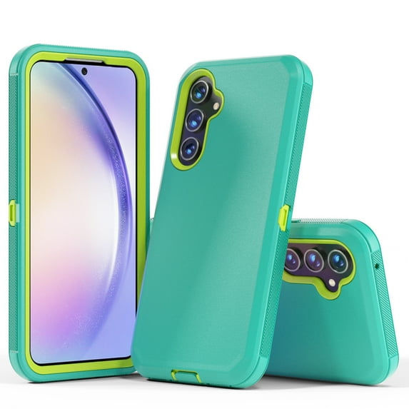 Xhy Samsung Galaxy A54 5G Case Military Grade Heavy Duty 3 in 1 Shockproof Armor Rugged Durable for Galaxy A54 5G Phone - Green+Yellow