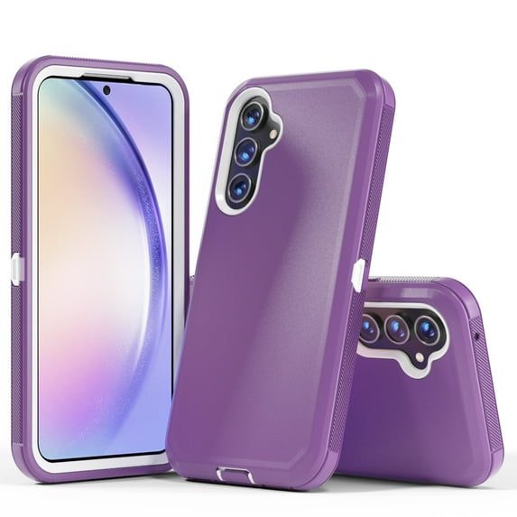 Xhy Samsung Galaxy A54 5G Case Military Grade Heavy Duty 3 in 1 Shockproof Armor Rugged Durable for Galaxy A54 5G Phone - Purple+White