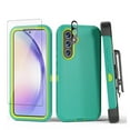 thumbnail image 1 of Xhy Samsung Galaxy A54 5G Case with Screen and Lens Protector and Belt Clip Holster Military Grade Heavy Duty 3 in 1 Shockproof Armor Rugged Durable for Galaxy A54 5G Phone - Green+Yellow, 1 of 9