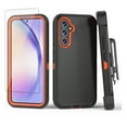 thumbnail image 1 of Xhy Samsung Galaxy A54 5G Case with Screen Protector and Belt Clip Holster Military Grade Heavy Duty 3 in 1 Shockproof Armor Rugged Durable for Galaxy A54 5G Phone - Black+Orange, 1 of 9