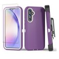 thumbnail image 1 of Xhy Samsung Galaxy A54 5G Case with Screen Protector and Belt Clip Holster Military Grade Heavy Duty 3 in 1 Shockproof Armor Rugged Durable for Galaxy A54 5G Phone - Purple+White, 1 of 9