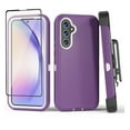 thumbnail image 1 of Xhy Samsung Galaxy A54 5G Case with Screen Protector and Belt Clip Holster Military Grade Heavy Duty 3 in 1 Shockproof Armor Rugged Durable for Galaxy A54 5G Phone - Purple+White, 1 of 9