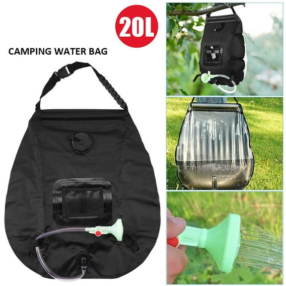 Xhy Solar Shower Bag 20L Portable Compact Solar Heated Water Container for Outdoor Camping Beach Traveling Hiking 5 Gallon Black