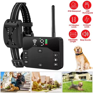 Xhy Wireless Electric Dog Fence Outdoor Containment System Training Collar Shock for 1 Pet Dog