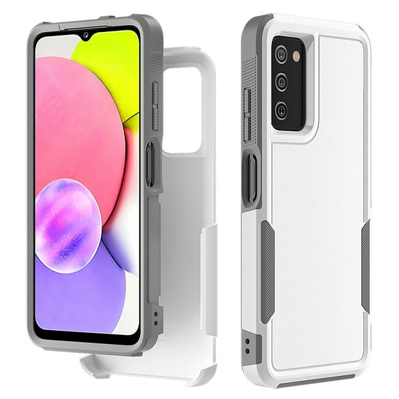 Xhy for Samsung Galaxy A03S Case 2 in 1 Double Layer Rugged Drop Resistant, TPU Durable Full Body Protection Grade Detachable Case White Grey