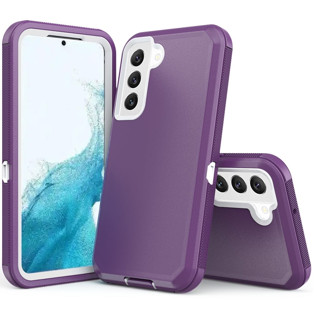 Xhy for Samsung Galaxy S22 Case 2022 Rugged Rubber Durable 3 in 1 Protective Samsung S22 5G Phone Cover for Girl Men Women Cute (Purple)