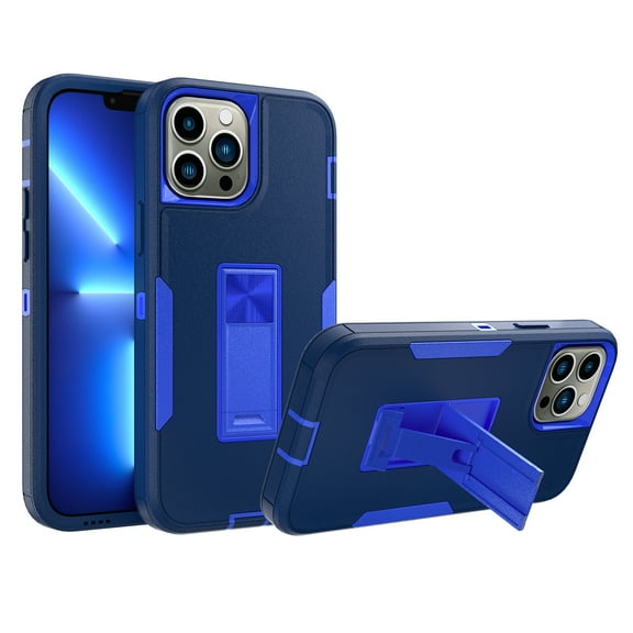 Xhy iPhone 12 Pro Max Case with Stand, Military Grade Case with Magnetic Car Mount, Hybrid Hard Case, 6.7 inch Cover for Men Women, Dark blue & Blue