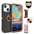 thumbnail image 1 of Xhy iPhone 13 Case + Screen Protectors + Belt Clip Holster + Camera Lens Protector, Heavy Duty Hard Shockproof Armor Protector Case (Black+Orange), 1 of 7