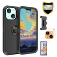 thumbnail image 1 of Xhy iPhone 13 Case + Screen Protectors + Belt Clip Holster + Camera Lens Protector, Heavy Duty Hard Shockproof Armor Protector Case (Black), 1 of 7