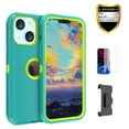 thumbnail image 1 of Xhy iPhone 13 Case + Screen Protectors + Belt Clip Holster, Heavy Duty Hard Shockproof Armor Protector Case (Green+Yellow), 1 of 7