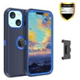 thumbnail image 1 of Xhy iPhone 13 Mini Case 5.4", Heavy Duty Hard Shockproof Armor Protector Case Cover with Belt Clip Holster (Dark Blue+Blue), 1 of 7