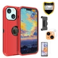 thumbnail image 1 of Xhy iPhone 13 Mini Case + Screen Protectors + Belt Clip Holster + Camera Lens Protector, Heavy Duty Hard Shockproof Armor Protector Case (Red+Black), 1 of 7