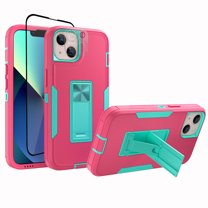 Xhy iPhone 13 Mini Case with Stand, 2x Screen Protector   1x Camera Lens Protector, Military Grade Case with Magnetic Car Mount, 5.4 inch Cover for Men Women, Rose red & Green