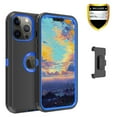 thumbnail image 1 of Xhy iPhone 13 Pro Case 6.1", Heavy Duty Hard Shockproof Armor Protector Case Cover with Belt Clip Holster (Black+Dark Blue), 1 of 7