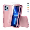 thumbnail image 1 of Xhy for iPhone 13 Pro Case with Screen Protector & Camera Lens Protector Rugged Rubber Durable 3 in 1 Protective Phone Cover for Girl Men Women Cute (Pink), 1 of 7