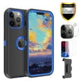 thumbnail image 1 of Xhy iPhone 13 Pro Case + Screen Protectors + Belt Clip Holster + Camera Lens Protector, Heavy Duty Hard Shockproof Armor Protector Case (Black+Dark Blue), 1 of 7