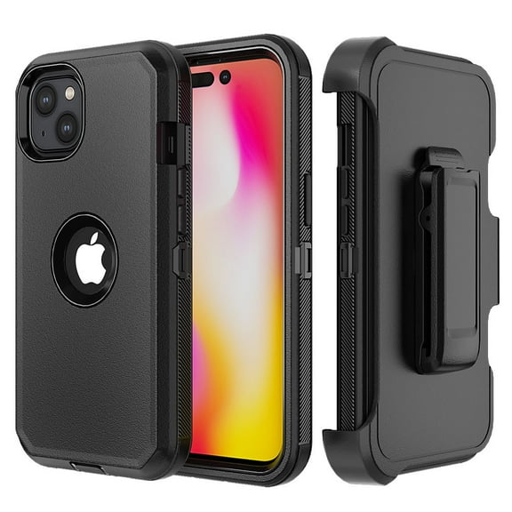 Xhy iPhone 14 Case with Belt Clip Holster Military Grade Heavy Duty Protection 3 in 1 Shockproof Armor Rugged Durable Detachable for iPhone 14 6.1 inch 2022 Phone - Black