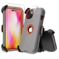 thumbnail image 1 of Xhy iPhone 14 Case with Belt Clip Holster+Screen and Lens Protector Military Grade Heavy Duty Shockproof Armor Detachable for iPhone 14 6.1 inch 2022 Phone - Gray+Orange, 1 of 6