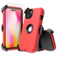 thumbnail image 1 of Xhy iPhone 14 Case with Belt Clip Holster and Screen Protector Military Grade Heavy Duty 3 in 1 Shockproof Armor Durable Detachable for iPhone 14 6.1 inch 2022 Phone-Red+Black, 1 of 6