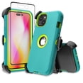thumbnail image 1 of Xhy iPhone 14 Case with Belt Clip Holster and Screen Protector Military Grade Heavy Duty Shockproof Armor Durable Detachable for iPhone 14 6.1 inch 2022 Phone-Green+Yellow, 1 of 6