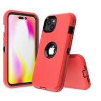 Xhy iPhone 14 Case Military Grade Heavy Duty Protection 3 in 1 Shockproof Armor Rugged Durable Detachable for iPhone 14 6.1 inch 2022 Phone - Red Black