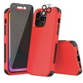 thumbnail image 1 of Xhy iPhone 14 Case with Privacy Screen and Lens Protector Military Grade Full Body Protection 3 in 1 Shock and Drop Resistant Rugged TPU Durable Detachable for iPhone 14 6.1 inch 2022 Phone -Red Black, 1 of 2